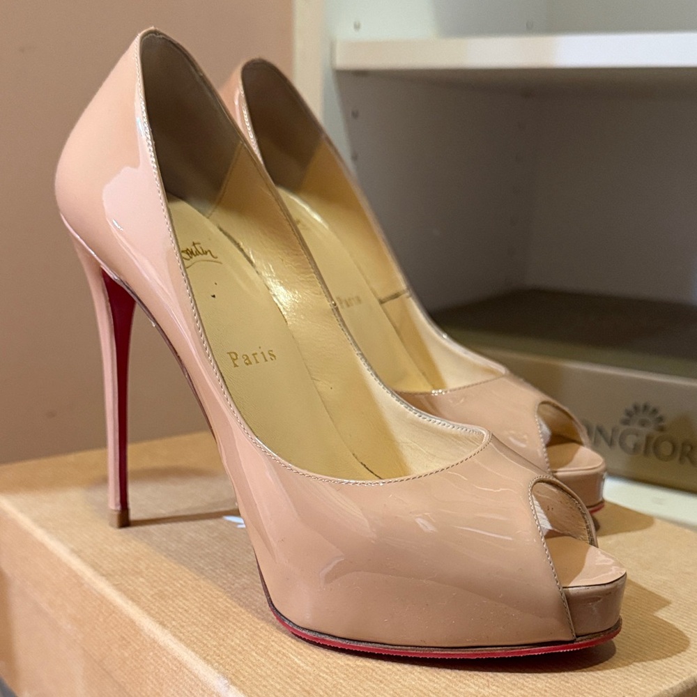 Christian Louboutin Beige Peep Toe Heels